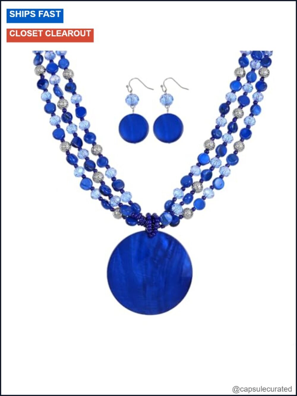 Multi-Strand Beaded Necklace with Statement Pendant, Fashion Jewelry